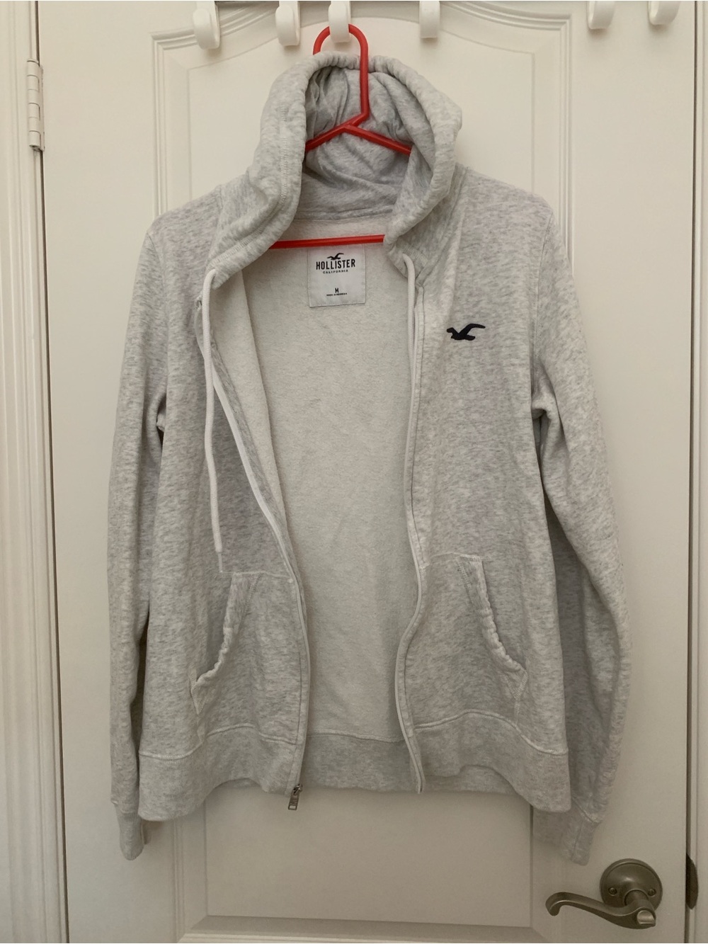 EUC Hollister California Full Zip Fleece Hoodie Jacket Gray Size Medium M